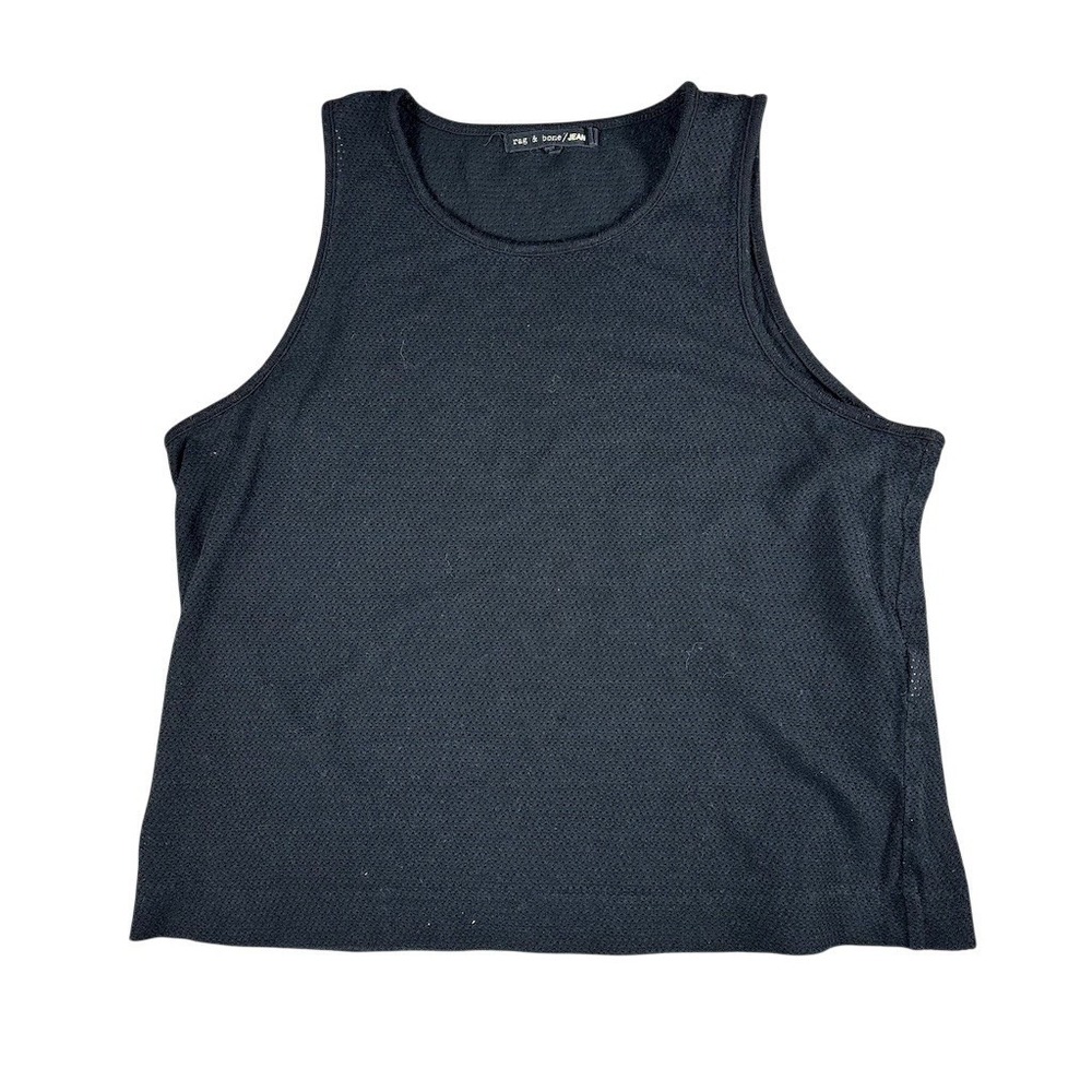 Rag & Bone/JEAN Tank Top Womens Size S Black‎ Mesh Perforated Scoop Neck